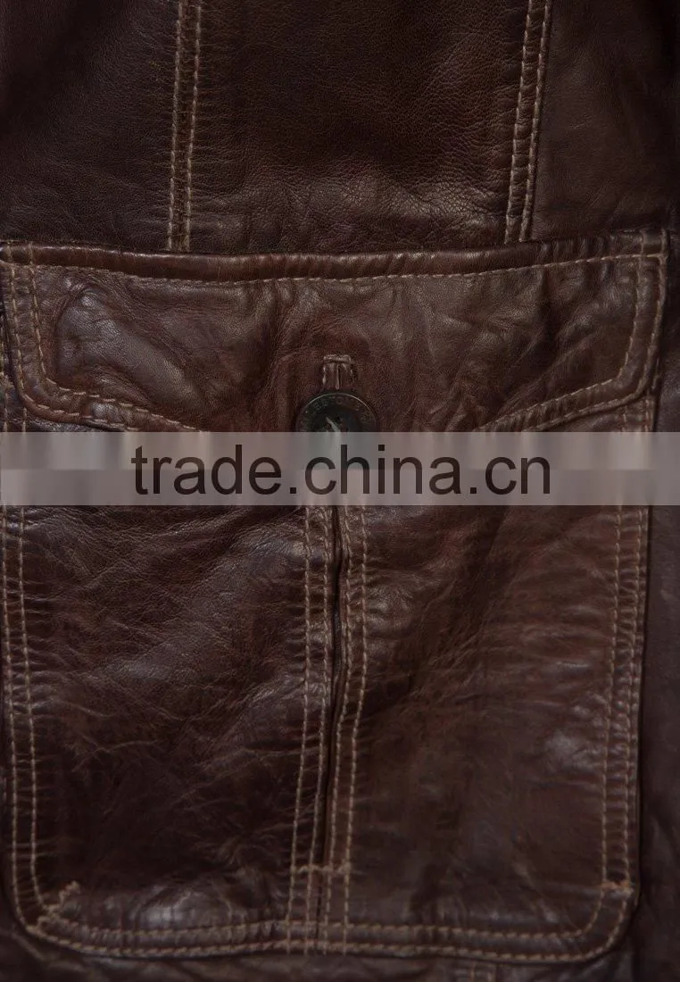 MEN Leather Brown best Quality sheep leather jacket