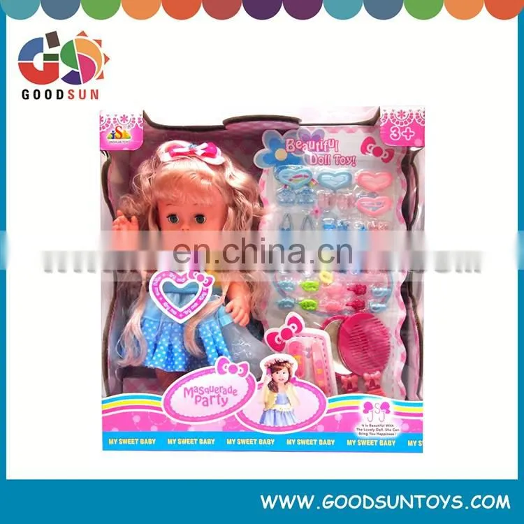 Hot selling interesting 16" Doll Toys plastic dolls with hairdressing set wholesale
