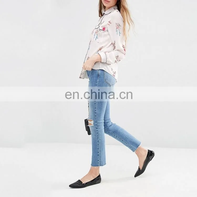Latest fashion blouse design fashion cutting modern style chiffon blouse
