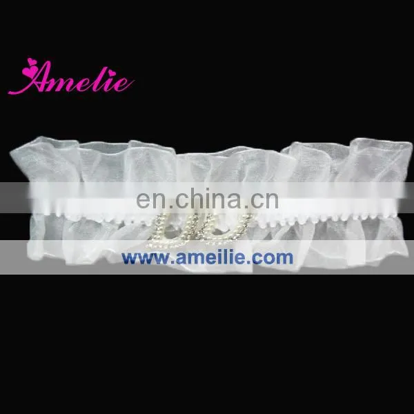 A-R8 Embroidery wedding bridal organza garter