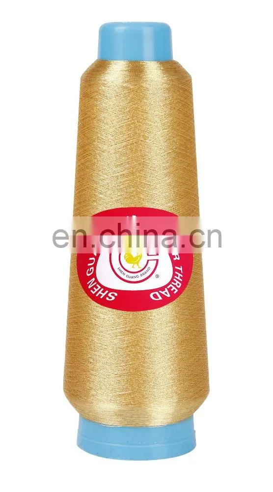 Golden threads of metallic yarn from Chinese factory