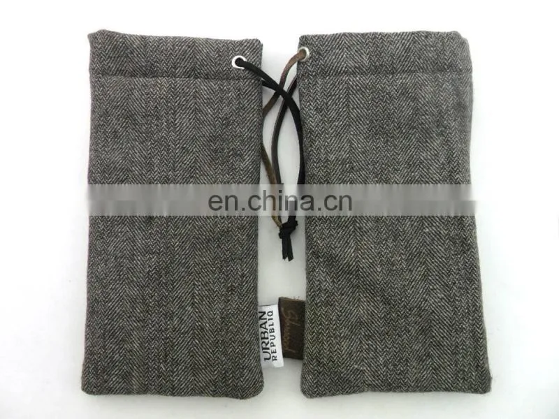 custom gray print cotton drawstring sunglasses bag goggles pouches