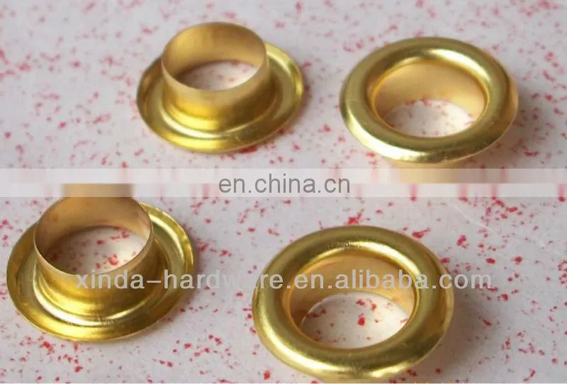 gold color 13mm brass metal eyelets with washer per set for shoes and for clothes