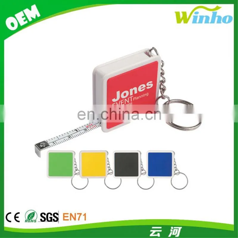 Winho promotional square tape measure keychain logo printing