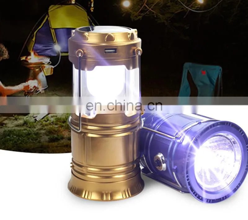 300lm Solar USB Battery Q5 LED Flashlight Retractable Metal Hook Night Party Camping Lamp