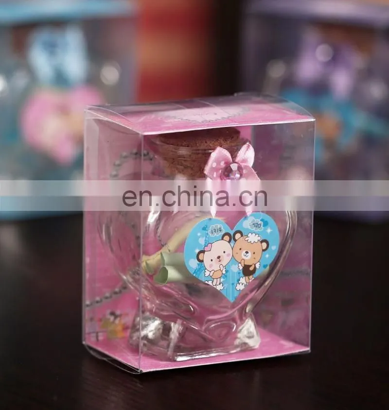 led heart shaped wishing glass bottle light with paper note