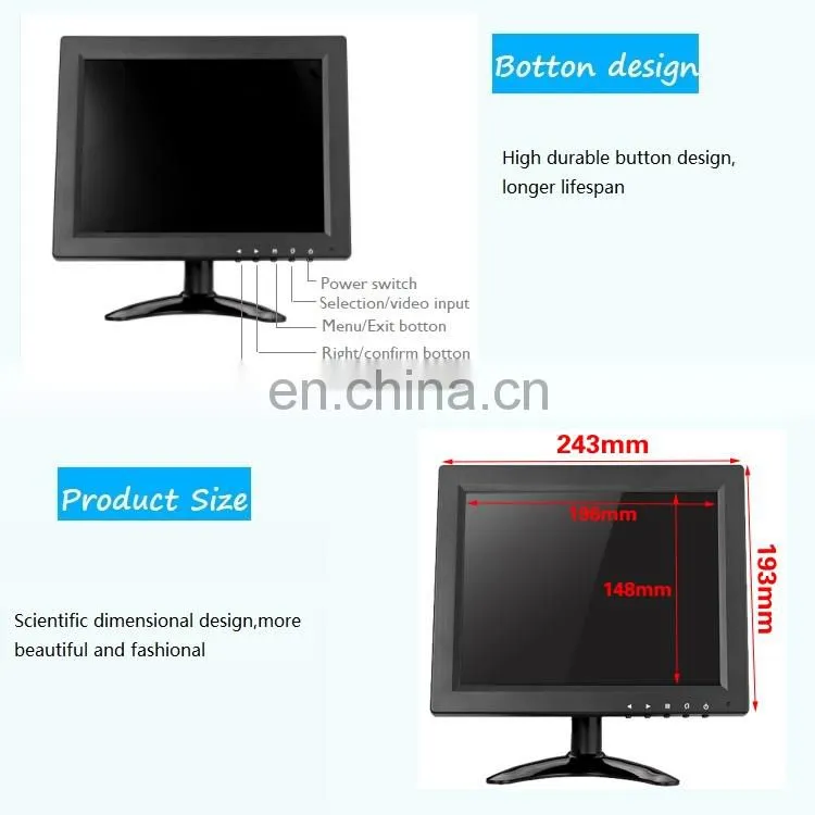 Small size 10 inch LED VGA desktop Computer monitor touchscreen LED 1024*768 LCD Monitor pc