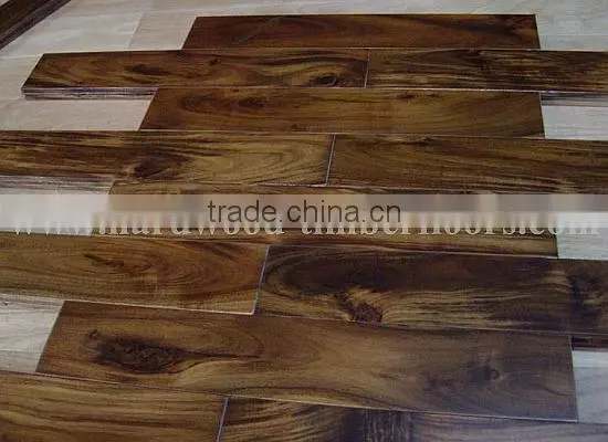 UV lacquered Handscraped Acacia(Asain walnut ) hardwood flooring