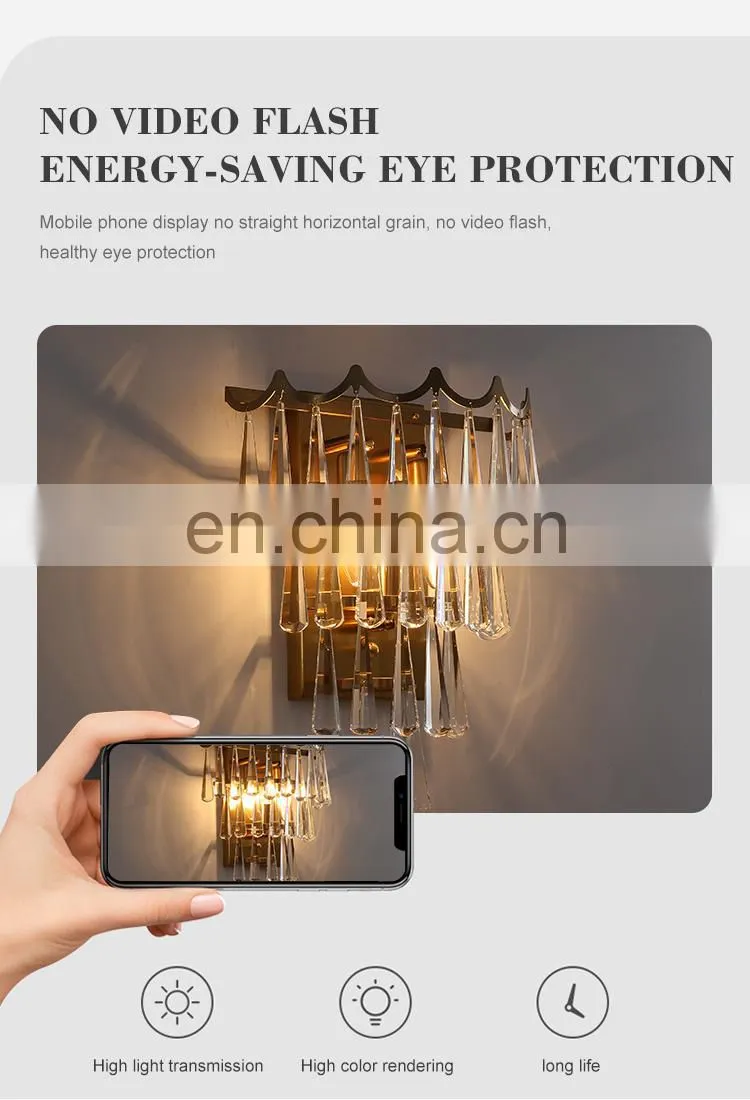 Modern Style Indoor Decoration Hotel Room Staircase Bedside Luxury Crystal LED Wall Lamp