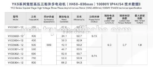 YKS Series 10KV Squirrel Cage High Voltage three phase asynchronous motor (450-630)mm)