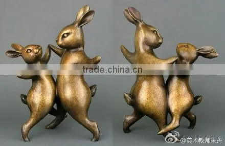 Rabits Family Modern Bronze Sculpture Urban Statue