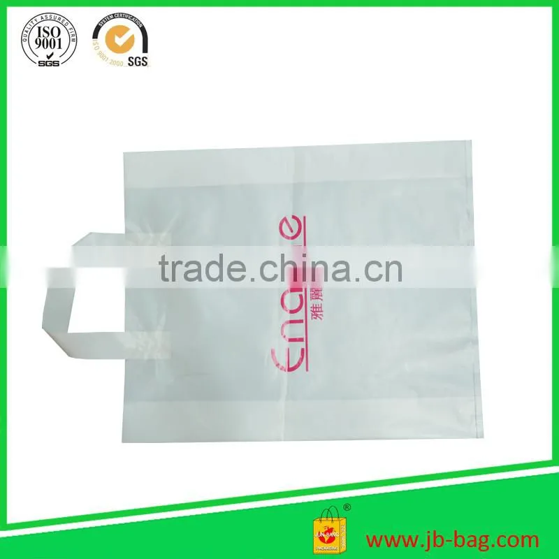 2Mil Thickness White Printed Plastic Bags,No Gusset,Soft Lopp Handle 12''x14'' Cheap Plastic Carrier Bags