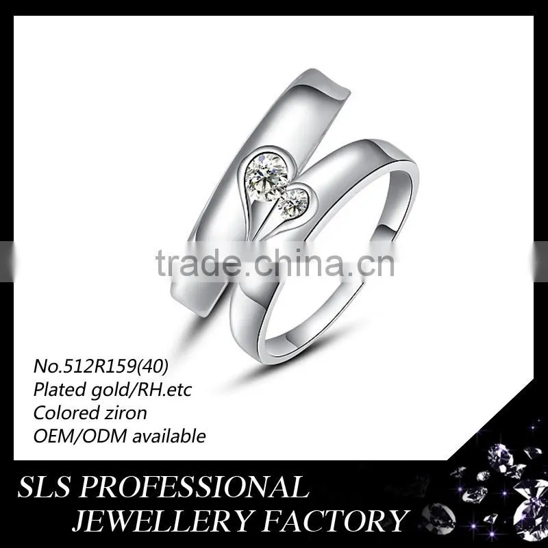 2015 top desighns zirconia wedding jewelry diamond ring white zircon finger rings for lovers