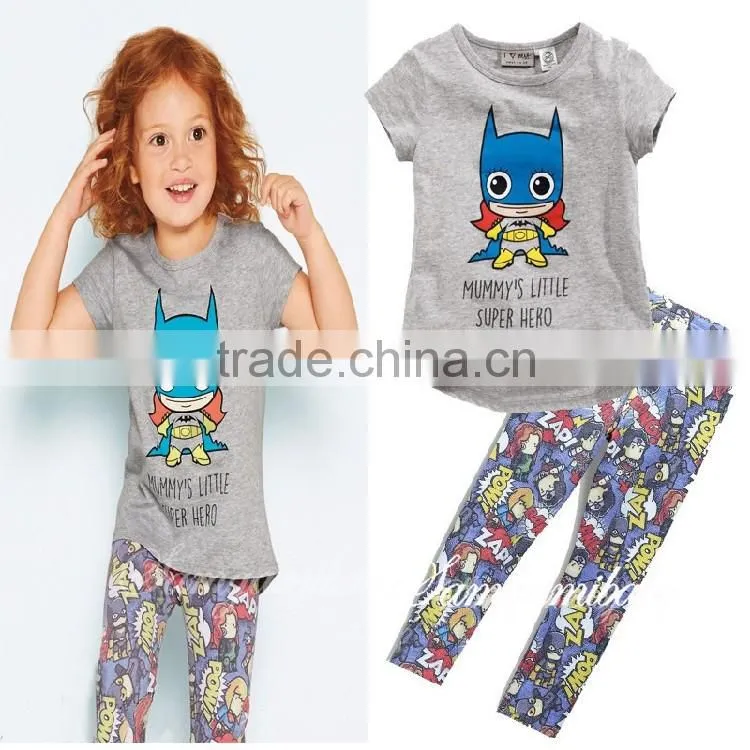 2016 INS New Arrival Summer Baby Children Clothes Girl Cloth Outfits Gray Cotton Clothing Sets