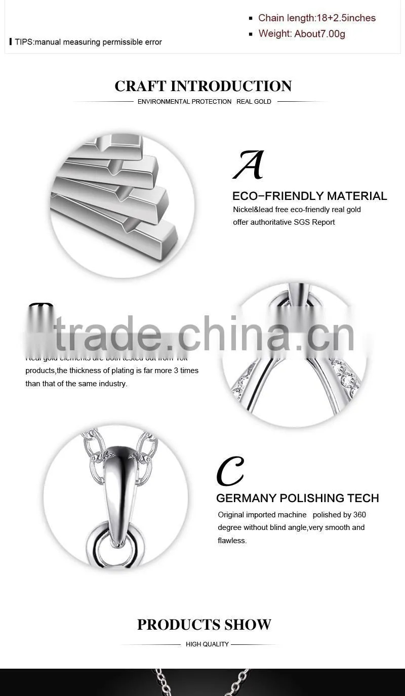 metal necklace vola shape specail design 18k white gold plated necklace