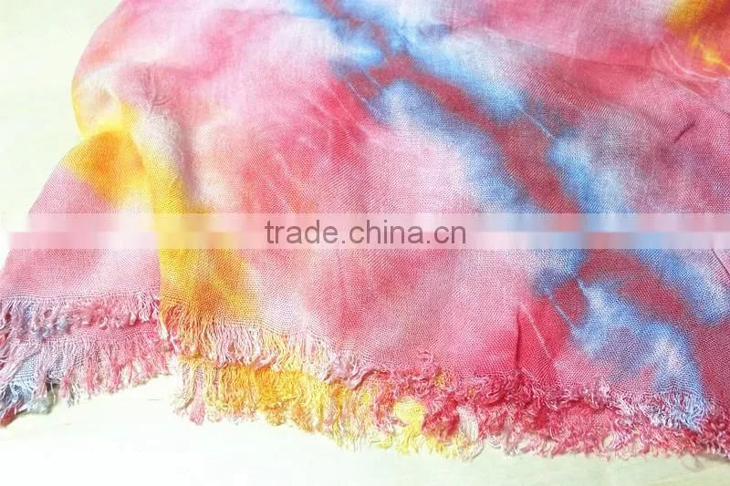Fashionable polyester cotton ties dye long scarf viscose scarf