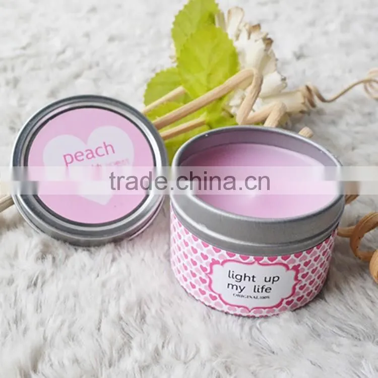 Red Scented Travel Tin Candle/Aromatic metal tin candle and metal lid