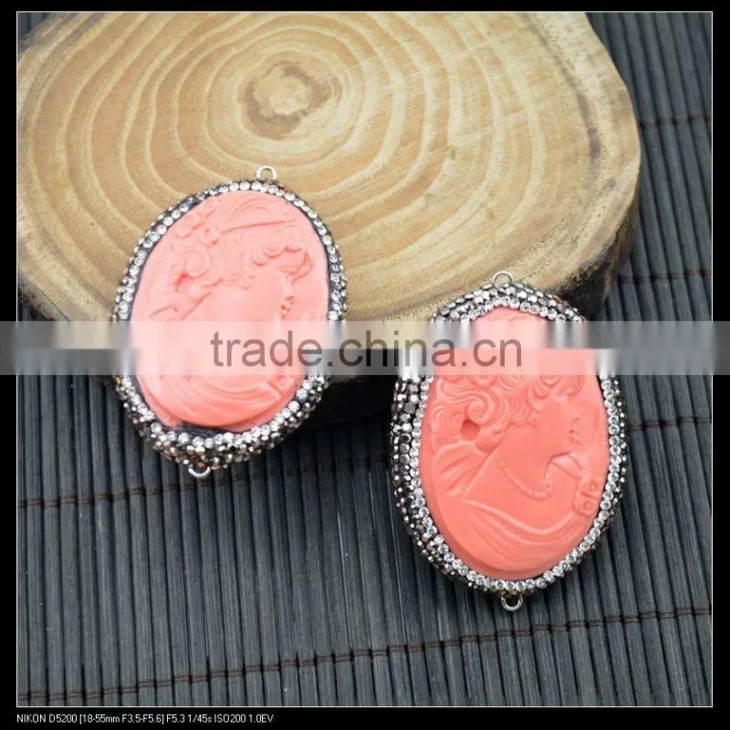 Wholesale LFD-0030B Mixed Color Cameo Pave Rhinestone Crystal Connector Beads Jewelry Making