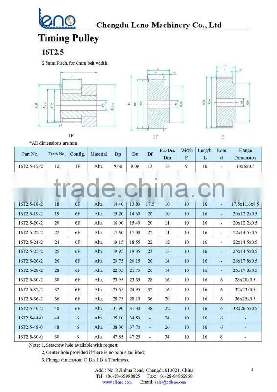 large hole t2.5 Timing Pulley without flange
