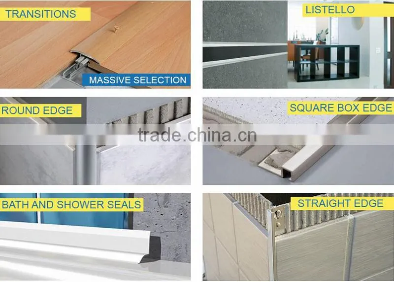 2016 KSL New product bathroom bullnose tile trim metal floor trim aluminium bathroom tile edging