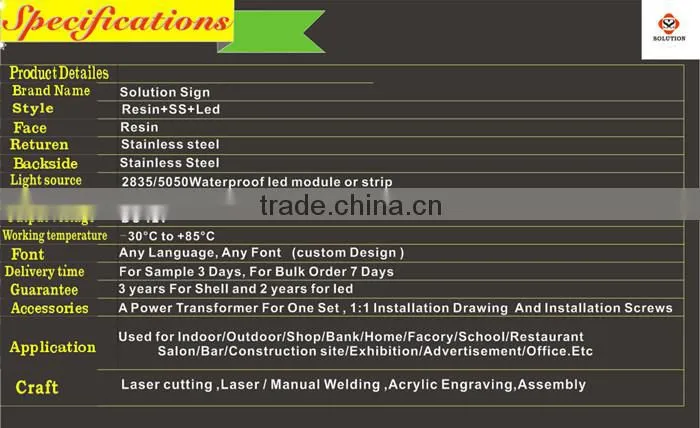 Solid UV led epoxy resin letter