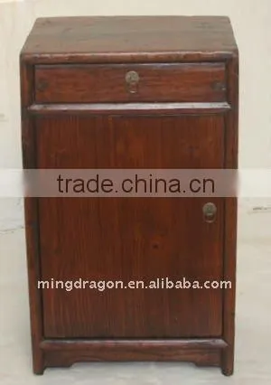 Chinese Antique Old Wood Colour bedside cabinet with one drawer one door 38*30*63cm