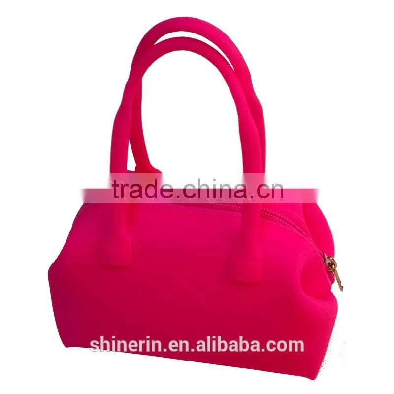 Candy Color Women Waterproof Silicone Mini Tote Coin Purses Hand Carry Money Bags With Zipper