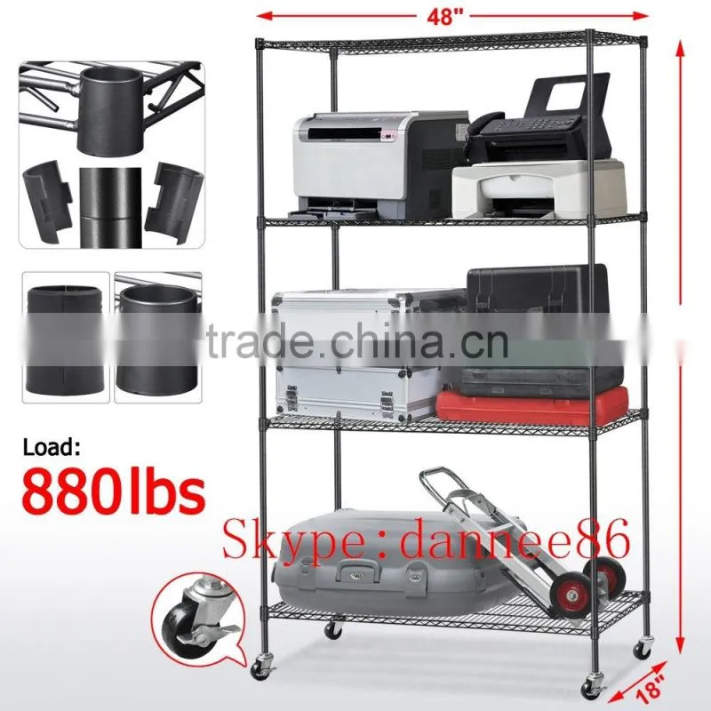 Heavy Duty Chrome Mobile Wire 4-Shelf Shelving (48"W x 18"D x 74"H)