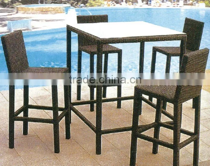 Outdoor Outside Round Resin Wicker Polyrattan Bar Counter