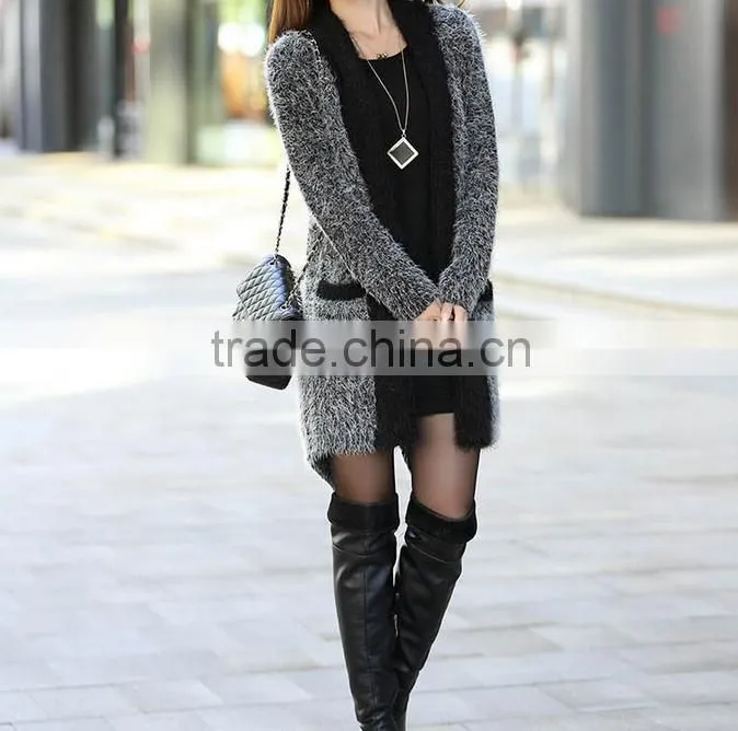 2015 new arrival loose long sleeve high-end woolen/cardigan famale poncho sweater