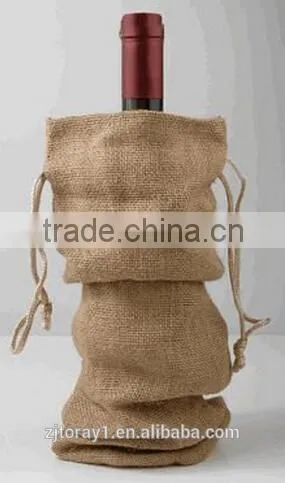 Drawstring Jute Wine Bag for One Bottle