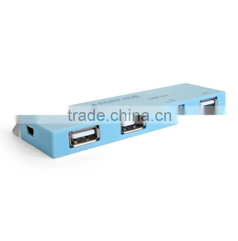 Blue 4-Port USB Hub with Ruler function