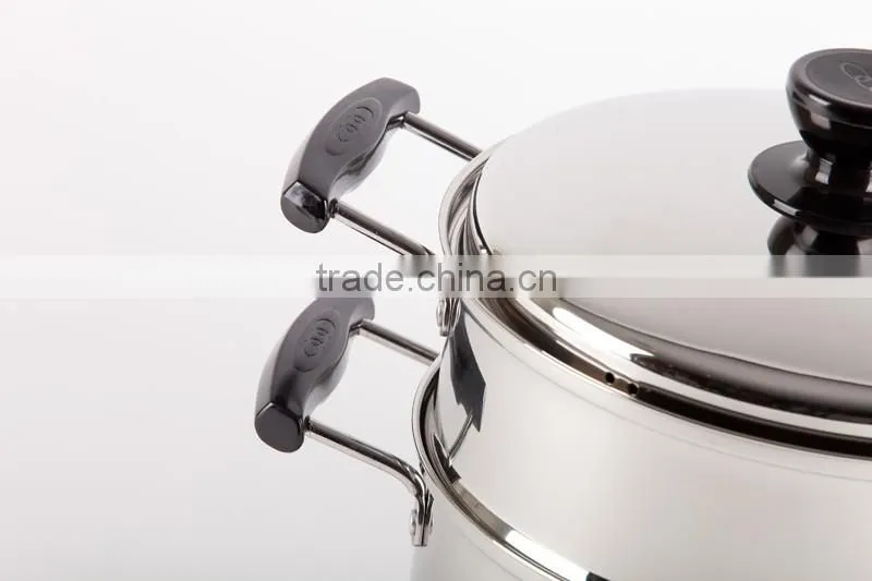 2015 New Charms 2 layers multi function stainless steel bamboo steamer pot with handle & lid, stainless steel steamer