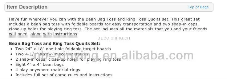 Folding Ring Toss Game in size:60*46*20cm