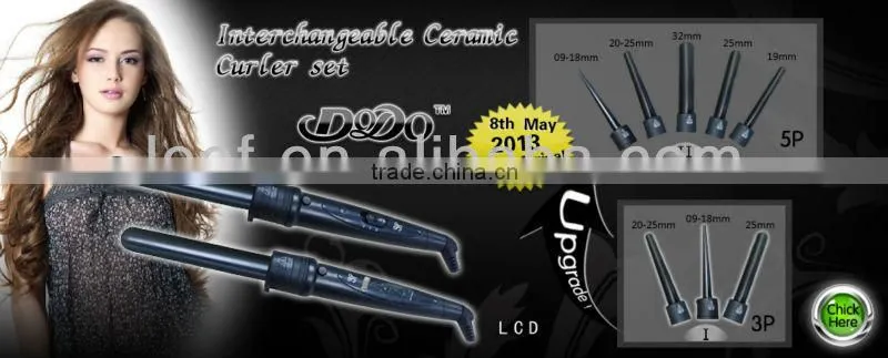 Clipless hair curler set with rhinestone diamond