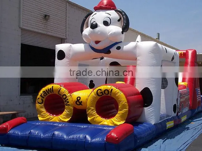 commercial outdoor playground inflatable spotty dog obstacle course for sale
