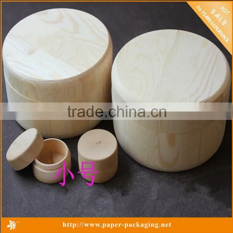 wooden packing box for food, round box, poplar wood box