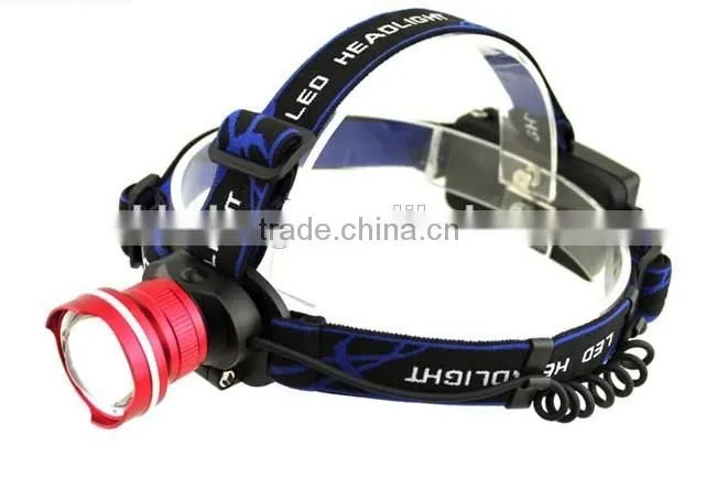 high power rechargeable zoom function LED headlight aluminum headlamp