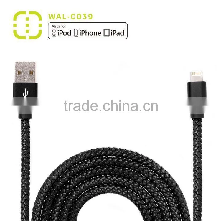 walnut mfi leather cable for iphone6/iPhone6 plus/iPhone5s