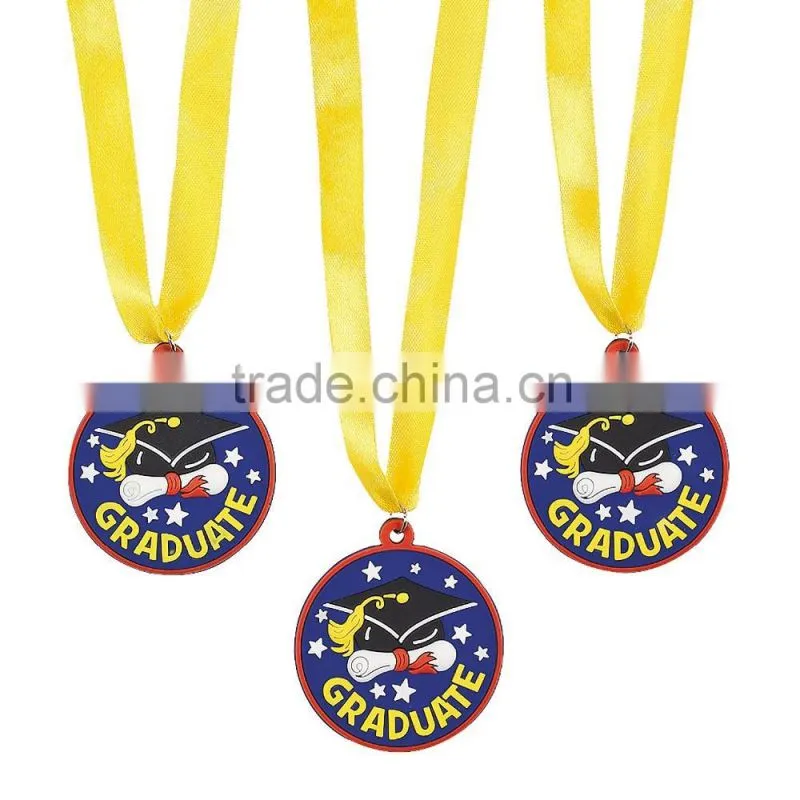 Hot Sale Custom Made Sports Event Plastic 3D Design Soft PVC Rubber Graduate Award Medals with Ribbon for Promotional Gifts