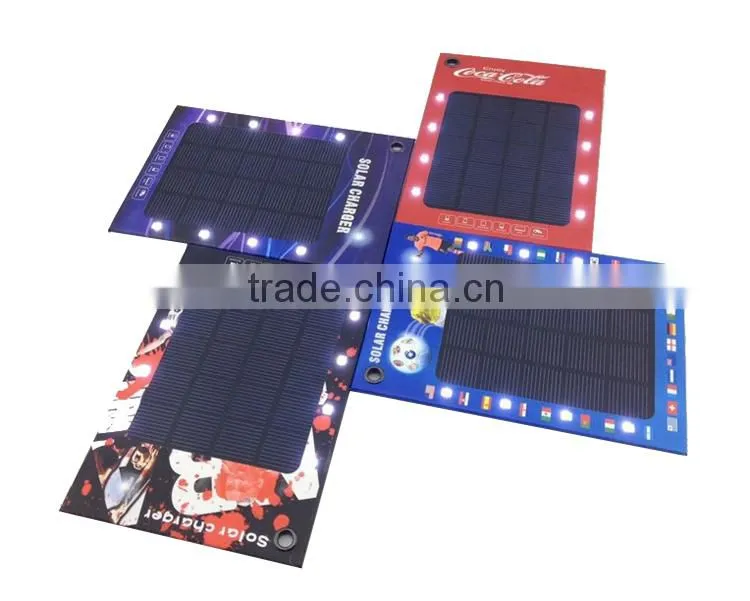 Paper solar panel charger 3W solar panel charger with 8pcs led lights