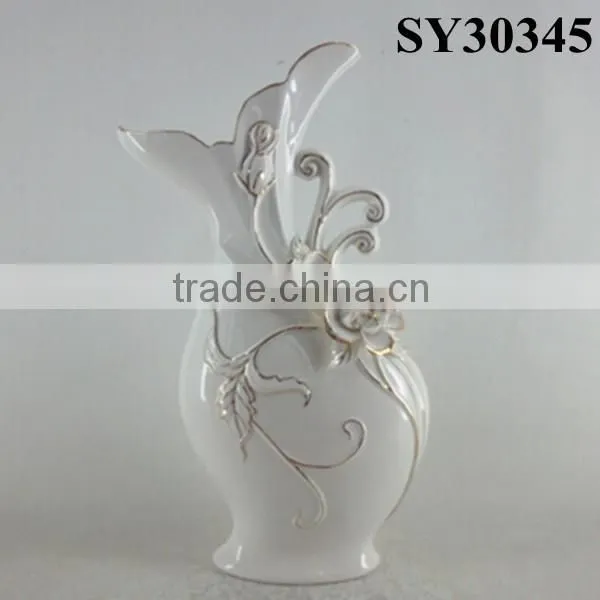 Decorative white ceramic and porcelain vases