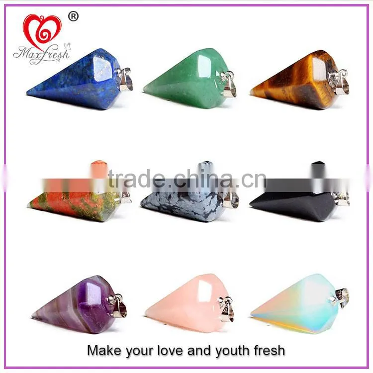 Fashion Pendant Necklace Customized Gemstone Beads New Elegant Natural Rock Crystal Cone-Shaped Pendants, Semi Precious Pendants