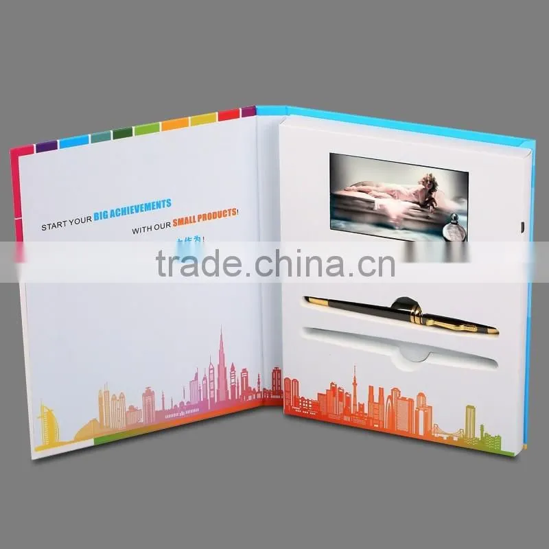 Customized 4C paper printing video brochure cards