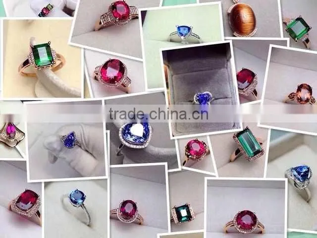 New style top sell 925 sterling silver blur gemstone rings