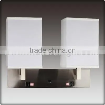 UL CUL Listed Hotel Double Hotel Bedside Wall Lights With Dual Base Switch And Power Outlet For Room W20184