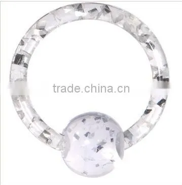 14 Gauge Clear Glitter Ball Captive Ring