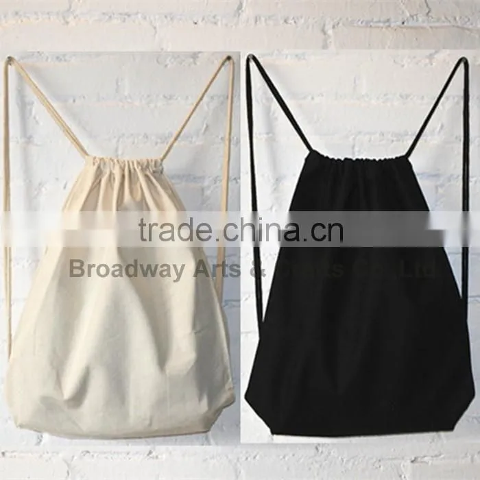 Canvas school bag drawstring backpack bag