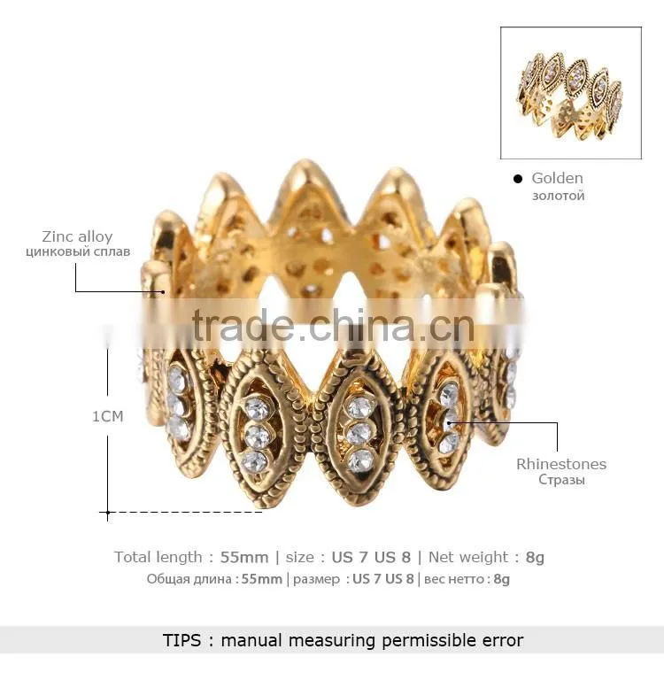 gold plated jewelry diamond fashion gold ring unisex jewelry 2015