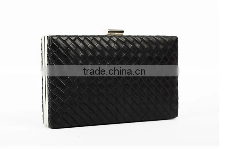 Fashion evening bag and purse PU leather hard case clutch organza bag and lady handbag